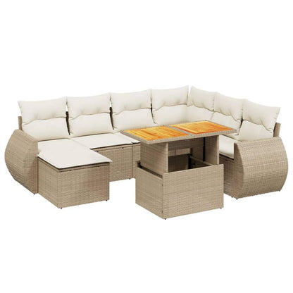 Set Divano da Giardino 8 pz con Cuscini Beige in Polyrattan - homemem39