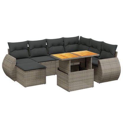Set Divano da Giardino 8 pz con Cuscini Grigio in Polyrattan - homemem39