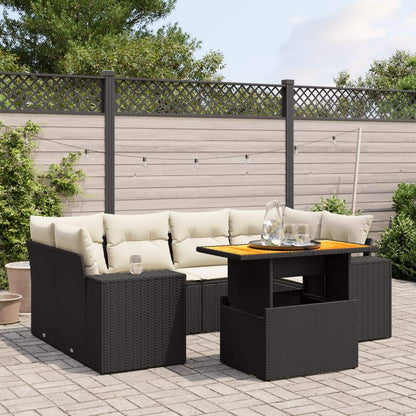 Set Divani da Giardino con Cuscini 7pz Nero Polyrattan - homemem39