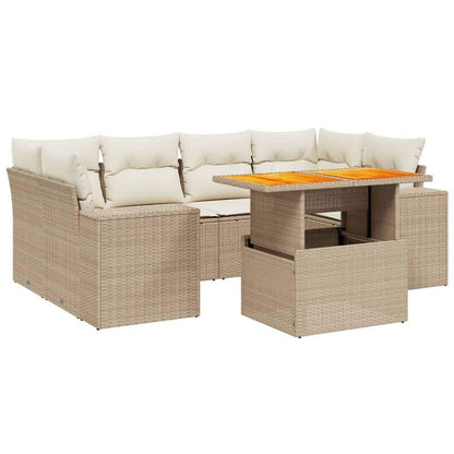 Set Divani da Giardino 7 pz con Cuscini Beige in Polyrattan - homemem39