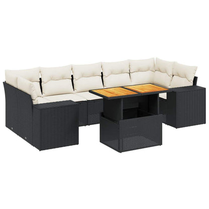 Set Divani da Giardino con Cuscini 8 pz Nero in Polyrattan - homemem39