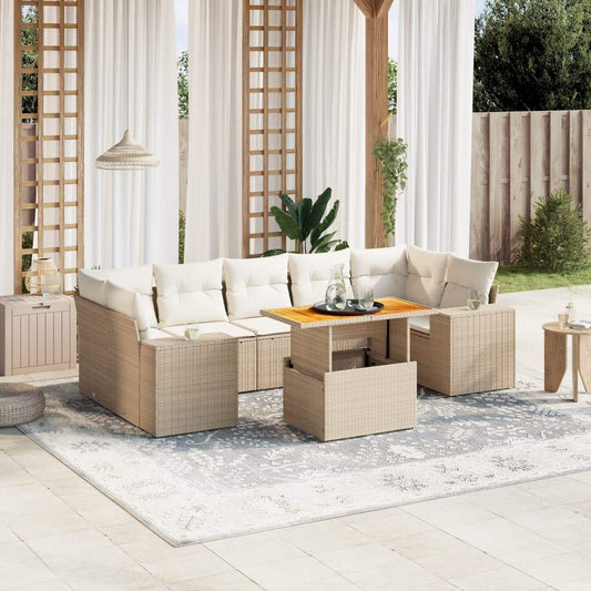 Set Divano da Giardino 8 pz con Cuscini Beige in Polyrattan - homemem39