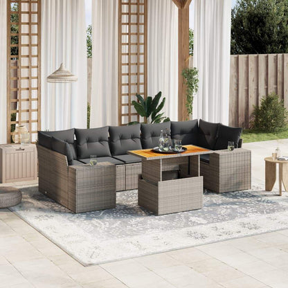 Set Divano da Giardino 8 pz con Cuscini Grigio in Polyrattan - homemem39