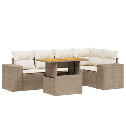 Set Divano da Giardino 6 pz con Cuscini Beige in Polyrattan - homemem39