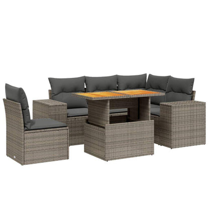 Set Divano da Giardino 6 pz con Cuscini Grigio in Polyrattan - homemem39