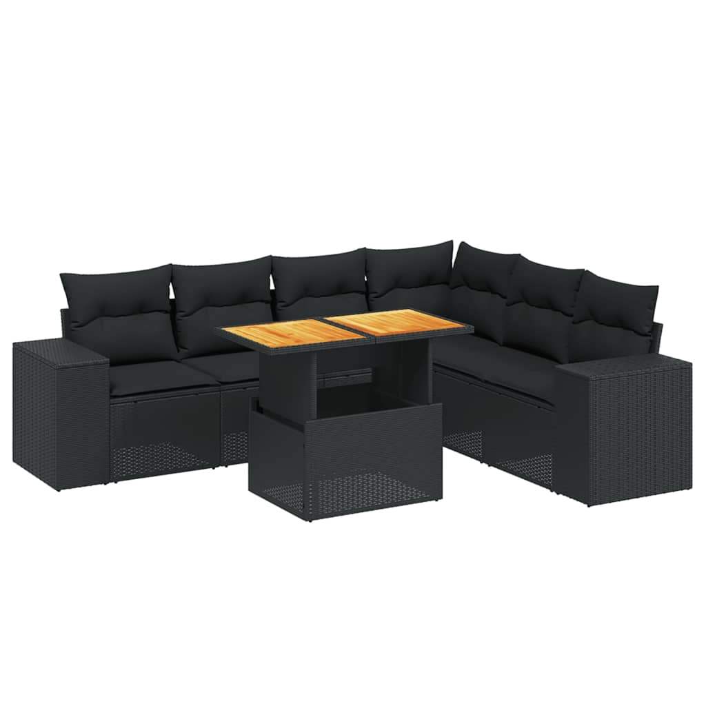 Set Divani da Giardino con Cuscini 7pz Nero Polyrattan - homemem39