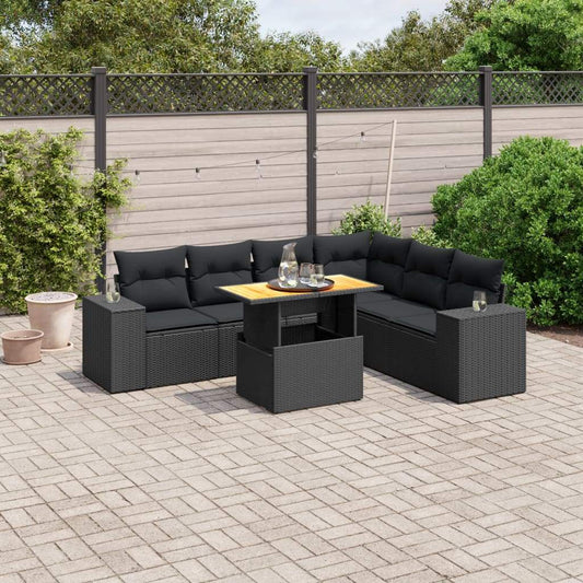 Set Divani da Giardino con Cuscini 7pz Nero Polyrattan - homemem39