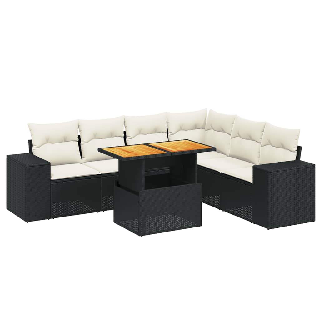 Set Divani da Giardino con Cuscini 7pz Nero Polyrattan - homemem39
