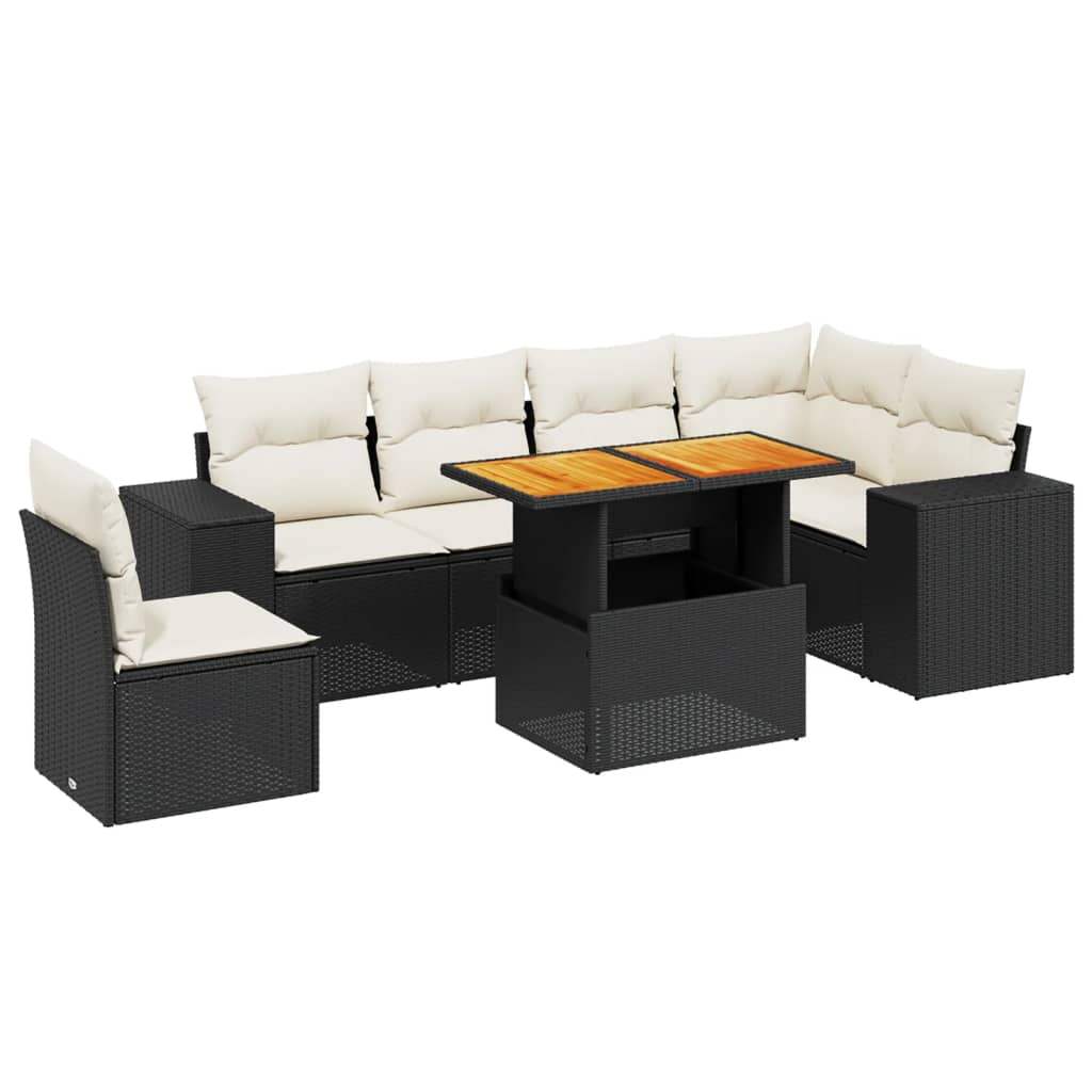 Set Divani da Giardino con Cuscini 7pz Nero Polyrattan - homemem39
