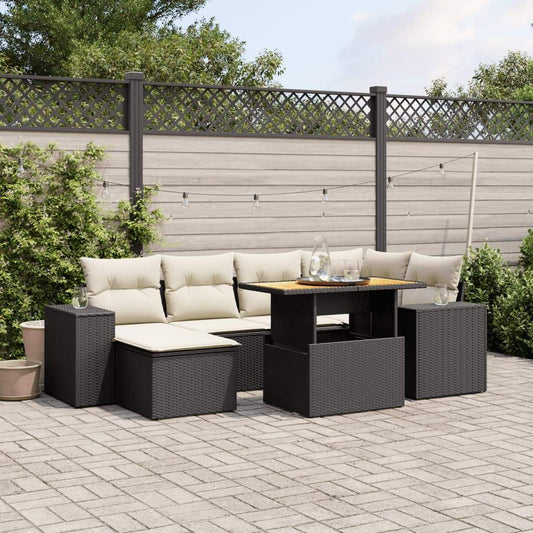 Set Divani da Giardino con Cuscini 7pz Nero Polyrattan - homemem39