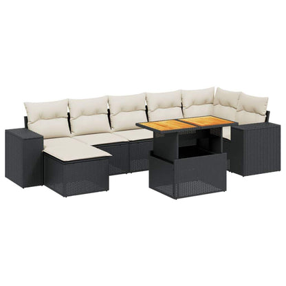 Set Divani da Giardino con Cuscini 8 pz Nero in Polyrattan - homemem39