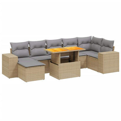 Set Divano da Giardino 8 pz con Cuscini Beige in Polyrattan - homemem39