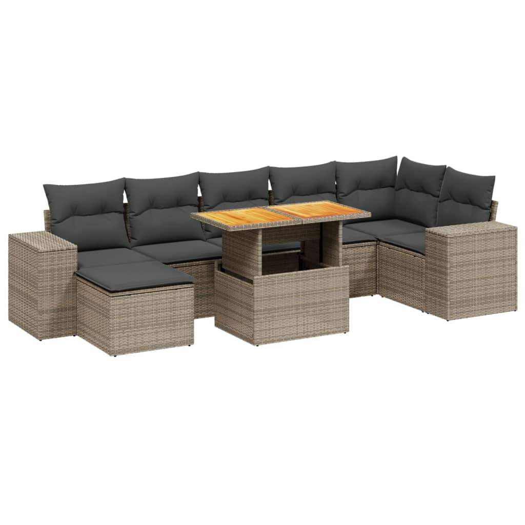 Set Divano da Giardino 8 pz con Cuscini Grigio in Polyrattan - homemem39