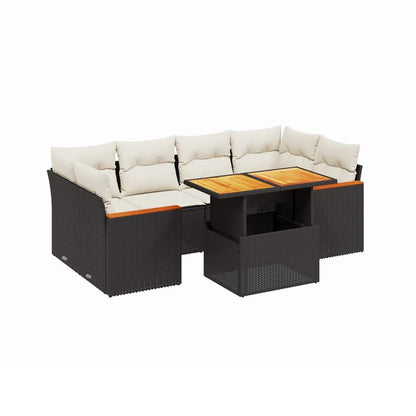 Set Divani da Giardino con Cuscini 7pz Nero Polyrattan - homemem39