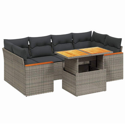 Set Divani da Giardino 7 pz con Cuscini Grigio in Polyrattan - homemem39