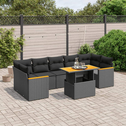 Set Divani da Giardino con Cuscini 8 pz Nero in Polyrattan - homemem39