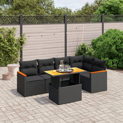 Set Divano da Giardino 6 pz con Cuscini Nero in Polyrattan - homemem39