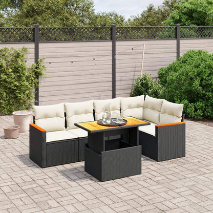 Set Divano da Giardino 6 pz con Cuscini Nero in Polyrattan - homemem39