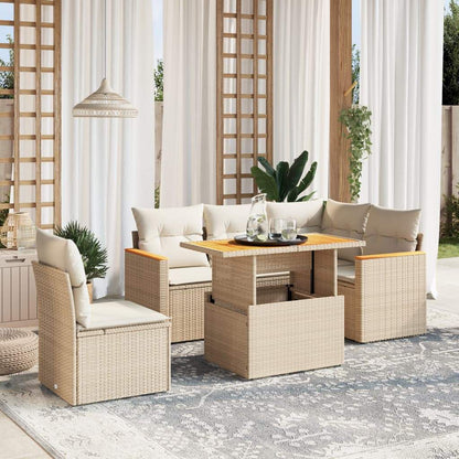 Set Divano da Giardino 6 pz con Cuscini Beige in Polyrattan - homemem39