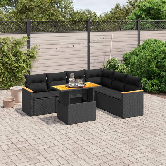 Set Divani da Giardino con Cuscini 7pz Nero Polyrattan - homemem39