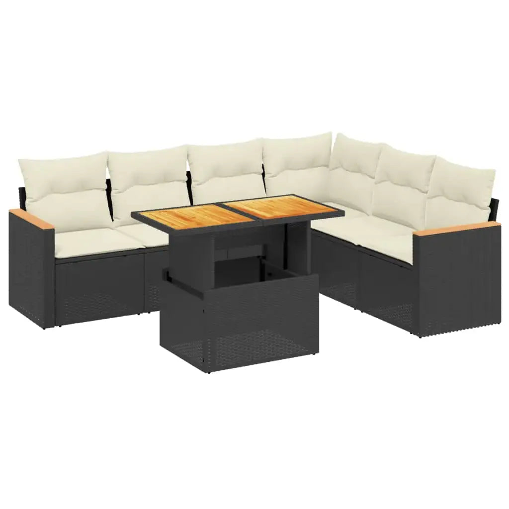 Set Divani da Giardino con Cuscini 7pz Nero Polyrattan - homemem39