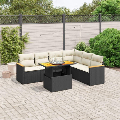 Set Divani da Giardino con Cuscini 7pz Nero Polyrattan - homemem39