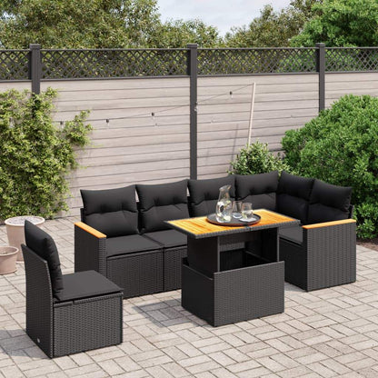 Set Divani da Giardino con Cuscini 7pz Nero Polyrattan - homemem39