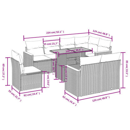 Set Divani da Giardino 9 pz con Cuscini Nero in Polyrattan | homemem39