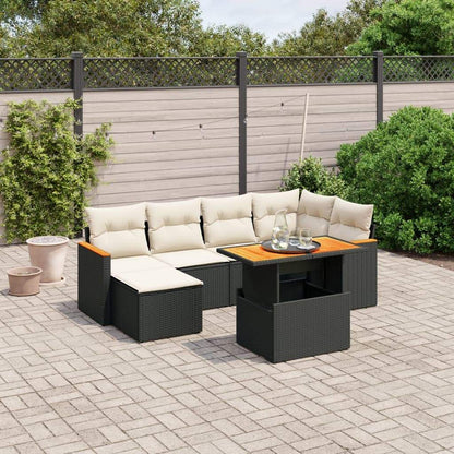 Set Divani da Giardino con Cuscini 7pz Nero Polyrattan - homemem39