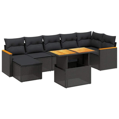 Set Divani da Giardino con Cuscini 8 pz Nero in Polyrattan - homemem39