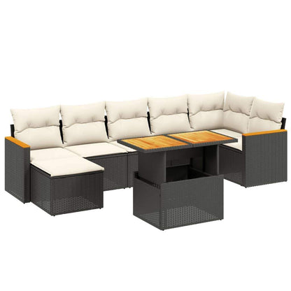 Set Divani da Giardino con Cuscini 8 pz Nero in Polyrattan - homemem39