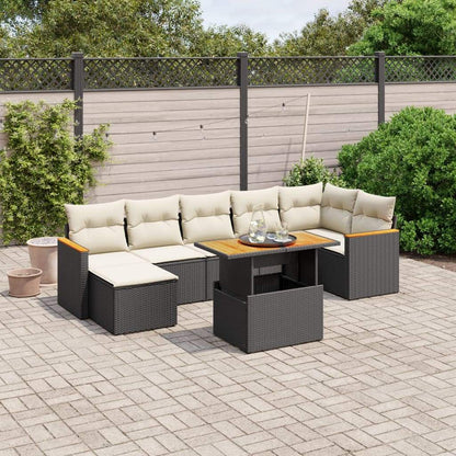 Set Divani da Giardino con Cuscini 8 pz Nero in Polyrattan - homemem39