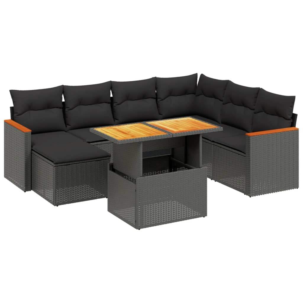 Set Divani da Giardino con Cuscini 8 pz Nero in Polyrattan - homemem39