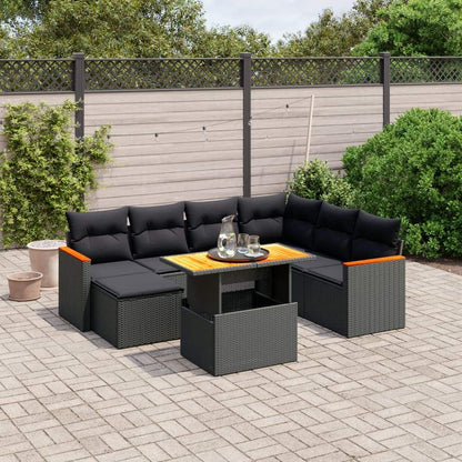 Set Divani da Giardino con Cuscini 8 pz Nero in Polyrattan - homemem39
