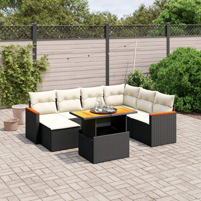 Set Divani da Giardino con Cuscini 8 pz Nero in Polyrattan - homemem39