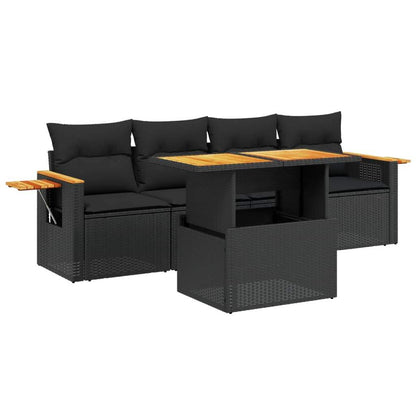 Set Divani da Giardino 5 pz con Cuscini in Polyrattan Nero - homemem39