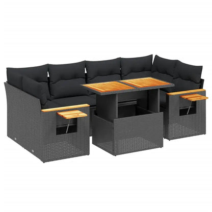 Set Divani da Giardino con Cuscini 7pz Nero Polyrattan - homemem39