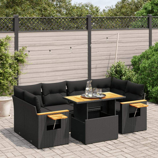 Set Divani da Giardino con Cuscini 7pz Nero Polyrattan - homemem39