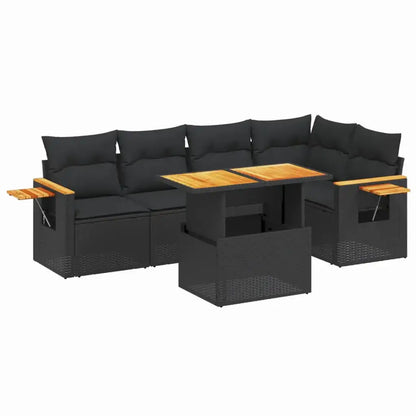 Set Divano da Giardino 6 pz con Cuscini Nero in Polyrattan - homemem39