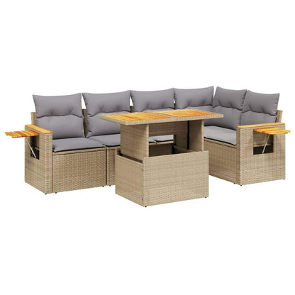 Set Divano da Giardino 6 pz con Cuscini Beige in Polyrattan - homemem39