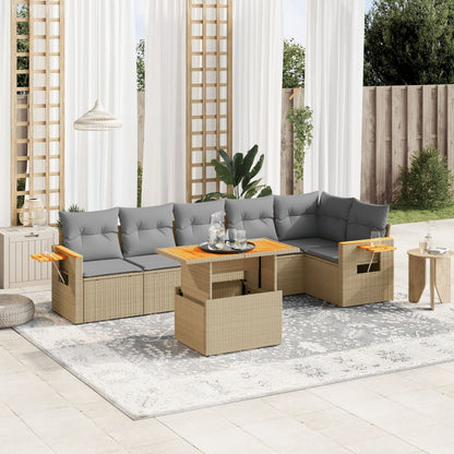 Set Divani da Giardino 7 pz con Cuscini in Polyrattan