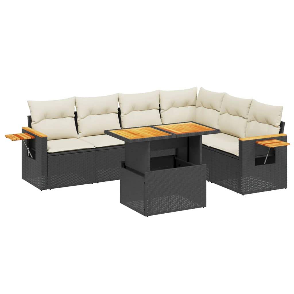 Set Divani da Giardino con Cuscini 7pz Nero Polyrattan - homemem39