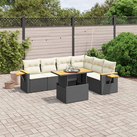Set Divani da Giardino con Cuscini 7pz Nero Polyrattan - homemem39