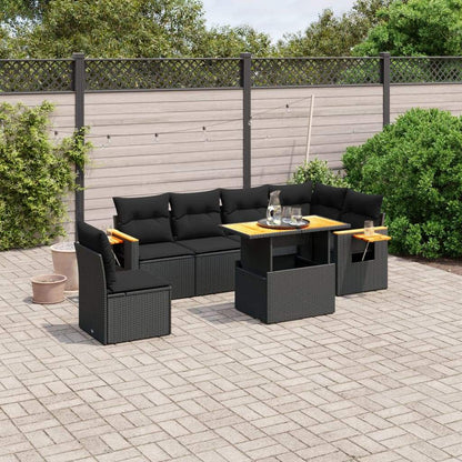 Set Divani da Giardino con Cuscini 7pz Nero Polyrattan - homemem39