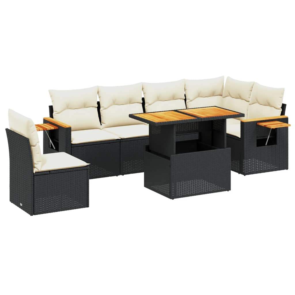 Set Divani da Giardino con Cuscini 7pz Nero Polyrattan - homemem39