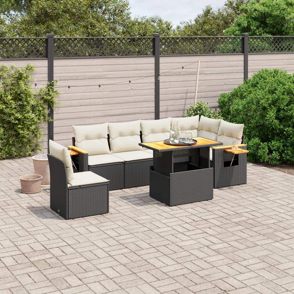 Set Divani da Giardino con Cuscini 7pz Nero Polyrattan - homemem39