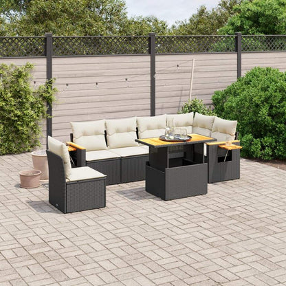 Set Divani da Giardino con Cuscini 7pz Nero Polyrattan - homemem39