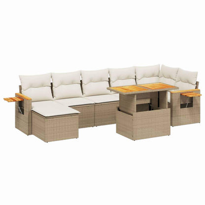 Set Divano da Giardino 8 pz con Cuscini Beige in Polyrattan - homemem39