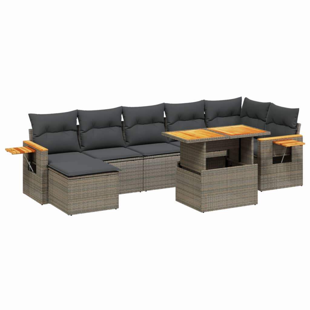 Set Divano da Giardino 8 pz con Cuscini Grigio in Polyrattan - homemem39