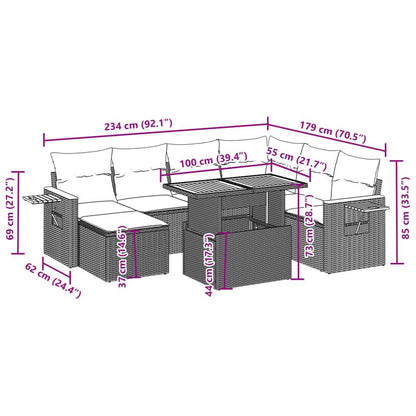 Set Divano da Giardino 8 pz con Cuscini Beige in Polyrattan - homemem39